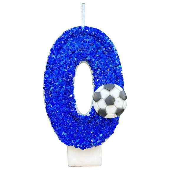 Anuirheih Birthday Number Candles, Blue Soccer Birthday Candles for Cake, Cupcake Topper Decorations Birthday Party Kids Adults(0)