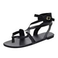 thumbnail image 1 of Anuirheih Casual Flip Flops for Women, Ankle Buckle Strap Roman Shoes Open Toe Flatform Sandals Boho Beach Shoes(Black), 1 of 8
