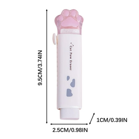 Anuirheih Cat Paw Shaped Erasers, Retractable Cute Rubber Pencil Eraser