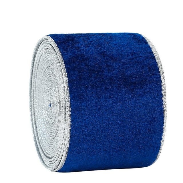 Anuirheih Christmas Velvet Ribbon Wired Edge Ribbon Wrapping Craft Fabric Ribbon for Xmas Making Gifts Decoration (Blue, Long 78.7inch Width 2.6inch)