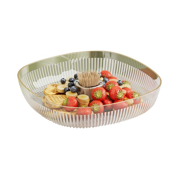 Anuirheih Clear Salad Bowl for Lunch Plastic Crystal Fruit Plate Candy Holder for Home Kitchen Party
