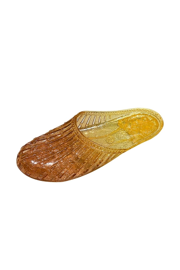 Anuirheih Clear Shoes for Women, Summer Closed Toe Hollow Out Flat Sandals Jelly Sandals for Women Beach Shoes Women for Bathroom outdoor Indoor(Brown)