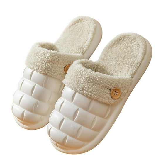 Anuirheih Clearance Slip on Sandals Women,Womens Mens Lychee Bubble Slippers Slip-on Plush Warm Home Slippers Comfortable Thick Bottom Slippers(White)