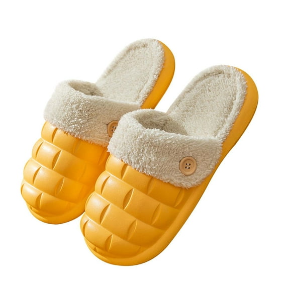 Anuirheih Slip on Sandals Women,Womens Mens Lychee Bubble Slippers Slip-on Plush Warm Home Slippers Comfortable Thick Bottom Slippers(Yellow)