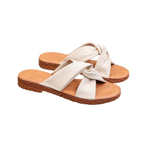 Anuirheih Slip on Sandals Women,Fashion Women's Car Line Casual Slippers Breathable Comfortable Thick Bottom Outdoor Slippers(Beige)