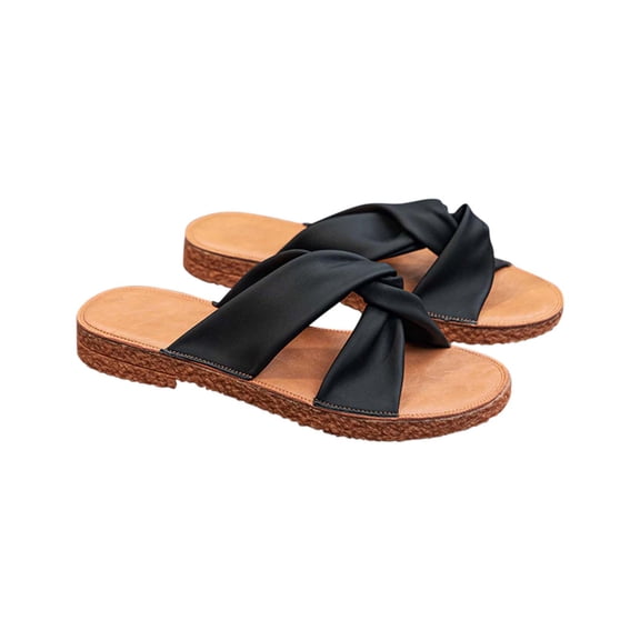 Anuirheih Slip on Sandals Women,Fashion Women's Car Line Casual Slippers Breathable Comfortable Thick Bottom Outdoor Slippers(Black)