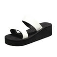 thumbnail image 1 of Anuirheih Clearance Slip on Sandals Women,Fashion Women's Shoes Casual Round Toe Wedge Heel Slippers Sandals(White), 1 of 9