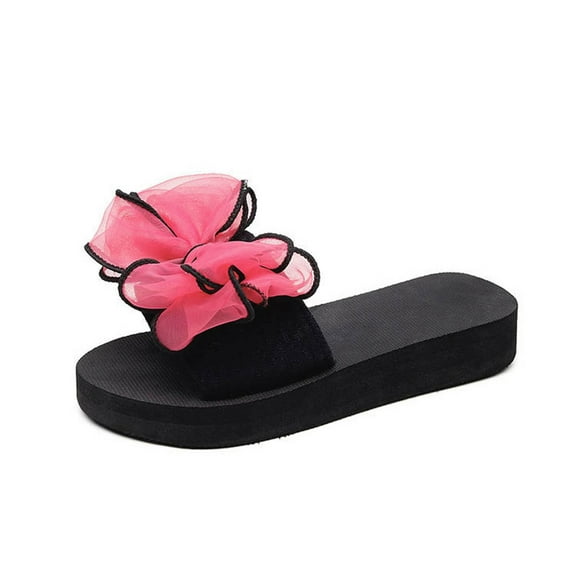 Anuirheih Slip on Sandals Women,Female Summer New Style Non-slip One-word Slip Soft Bottom Holiday Beach Slipper(Red)