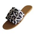 thumbnail image 1 of Anuirheih Slip on Sandals Women,Large Size Leopard Print 2021 Belt Buckle Flip-flop Open Toe Flat Beach Shoes(Multicolor), 1 of 9