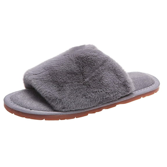 Anuirheih Slip on Sandals Women,New Style Plush Slippers, Women's Home Slippers, Home Interior Plush Slippers(Dark Gray)