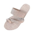 thumbnail image 1 of Anuirheih Slip on Sandals Women,New Summer Flat Bottomed Women's Shoes, Beach Sandals, Casual Outerwear Slippers(Beige), 1 of 4