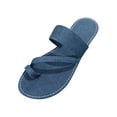 thumbnail image 1 of Anuirheih Slip on Sandals Women,New Summer Flat Bottomed Women's Shoes, Beach Sandals, Casual Outerwear Slippers(Dark Blue), 1 of 4