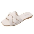 thumbnail image 1 of Anuirheih Slip on Sandals Women,New Summer Flat Bottomed Women's Shoes, Beach Sandals, Casual Outerwear Slippers(White), 1 of 4