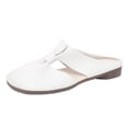 thumbnail image 1 of Anuirheih Slip on Sandals Women,New Summer Flat Shoes Casual Baotou Women's Sandals Breathable Slippers(White), 1 of 5