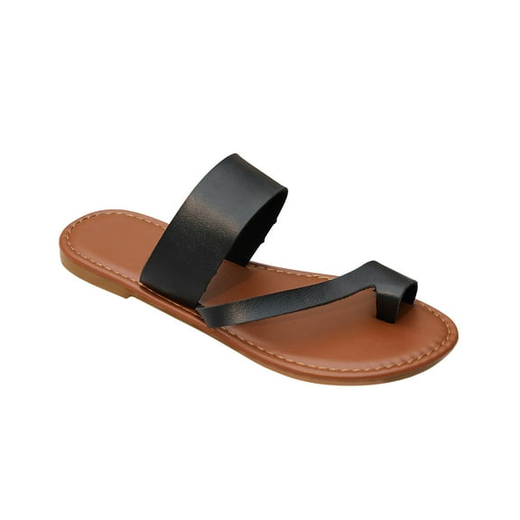 Anuirheih Slip on Sandals Women,New Summer Flat Shoes Casual Slip-Toe Women's Sandals Clip Toe Slippers(Black)