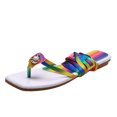 thumbnail image 1 of Anuirheih Clearance Slip on Sandals Women,Summer Ladies Flip Flops Color Bandage Sandals Casual Flat Women's Beach Shoes(White), 1 of 6