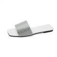 thumbnail image 1 of Anuirheih Slip on Sandals Women,Summer New Fashion Sequin Women's One Line Slippers Flat Sandals(White), 1 of 4