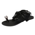 thumbnail image 1 of Anuirheih Slip on Sandals Women,Summer New Women's Sandals Silk Bow Rhinestone Flat Large Size Women's Sandals(Black), 1 of 5