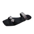 thumbnail image 1 of Anuirheih Slip on Sandals Women,Summer Strap Rhinestone Flat Bottom Sandals Women's Comfortable Casual Slippers(Black), 1 of 6