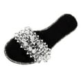 thumbnail image 1 of Anuirheih Slip on Sandals Women,Summer Women Ladies Fashion Casual Flat Retro Slippers Crystal Shoes Sandals(Black), 1 of 9