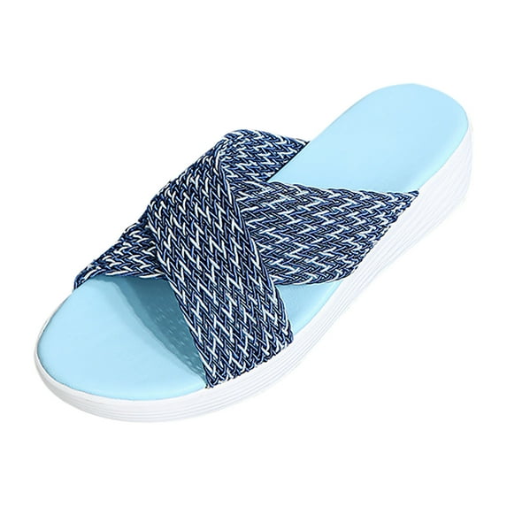 Anuirheih Clearance Slip on Sandals Women,Women Dressy Comfy Casual Shoes Summer Beach Travel Slipper Flip Flops(Blue)