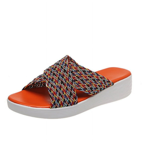 Anuirheih Clearance Slip on Sandals Women,Women Dressy Comfy Casual Shoes Summer Beach Travel Slipper Flip Flops(Red)