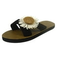 thumbnail image 1 of Anuirheih Slip on Sandals Women,Women Flock Beach Breathable Flowers Sandals Home Slipper Flip-Flops Flat Shoes(Black), 1 of 6