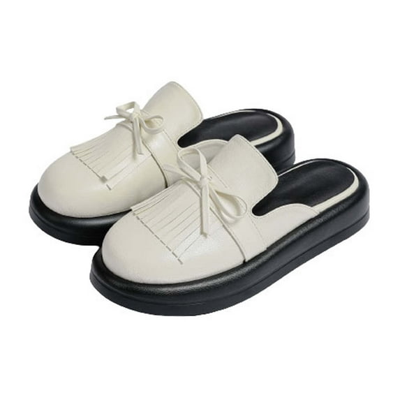 Anuirheih Slip on Sandals Women,Women's Fashion Casual Slippers Comfortable Walking Shoe Thick Bottom Round-Toe Slippers(White)