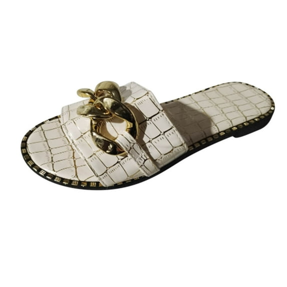 Anuirheih Slip on Sandals Women,Women's Flat Shoes Ladies Beach Sandals Summer Non-Slip Causal Slippers(Beige)