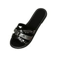 thumbnail image 1 of Anuirheih Clearance Slip on Sandals Women,Women's Flat Shoes Ladies Beach Sandals Summer Non-Slip Causal Slippers(Black), 1 of 9