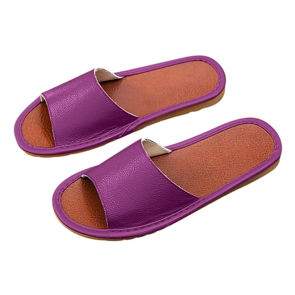 Anuirheih Slip on Sandals Women,Women's Flat Shoes Ladies Beach Sandals Summer Non-Slip Causal Slippers(Purple)