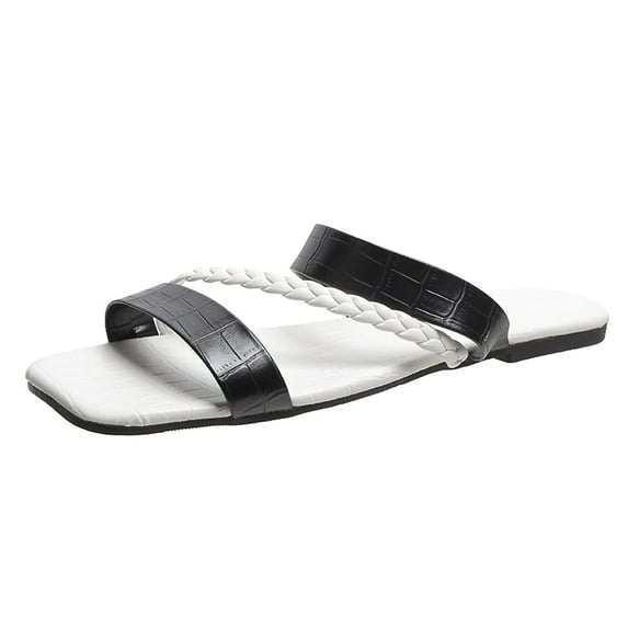 Anuirheih Slip on Sandals Women,Women's Flat Shoes Ladies Beach Sandals Summer Non-Slip Causal Slippers(White)