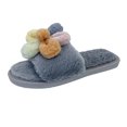 thumbnail image 1 of Anuirheih Clearance Slip on Sandals Women,Women's Fuzzy Slippers Plush Sandals Cozy Furry Slides Soft Warm House Shoes Flower(Gray), 1 of 5