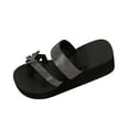 thumbnail image 1 of Anuirheih Slip on Sandals Women,Women's Rhinestone Slippers Flat Mules Bottom Slope Heel Sandals(Black), 1 of 4