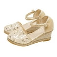 thumbnail image 1 of Anuirheih Slip on Sandals Women,Women's Sandals Wedge Heels Heightening Shoes Mesh Point Buckle Casual Shoes(Beige), 1 of 8