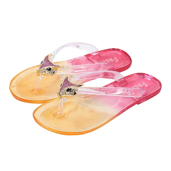 Anuirheih Slip on Sandals Women,Women's Sandwich Beach Sandals Outwear Mules Gradient Beach Shoes Herringbone Slippers(Red)