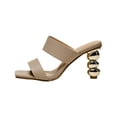 thumbnail image 1 of Anuirheih Slip on Sandals Women,Women's Shoes Gourd Skewers High Heels Toe Stylish Casual Solid Color Sandals(Beige), 1 of 6
