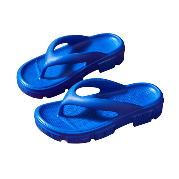 Anuirheih Slip on Sandals Women,Women's Shoes Summer Fashion Outer Wear Flip-flops Thick Bottom Holiday Beach Slippers(Blue)