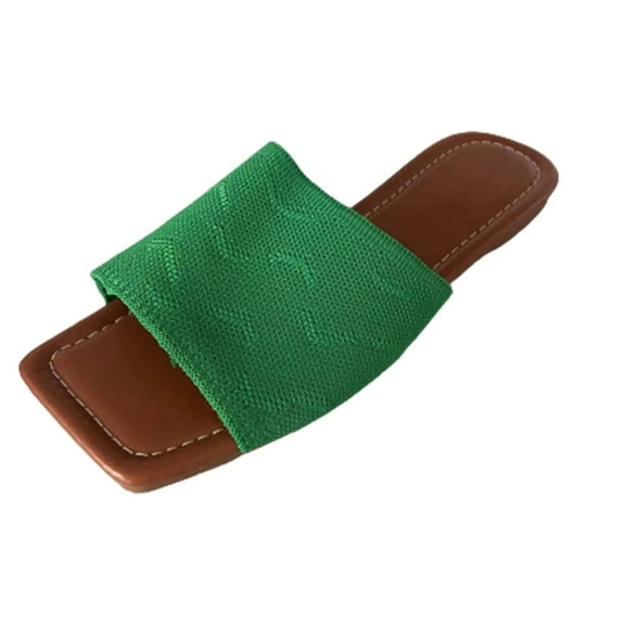 Anuirheih Slip on Sandals Women,Women's Summer Fashion Casual Mesh Comfortable Slippers Flat Bottom Solid Color Slippers(Green)
