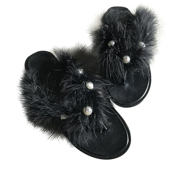 Anuirheih Slip on Sandals Women,Women's Summer Flip Flops Flashing Jelly Flip-Flops Shoes Flat Slippers(Black)