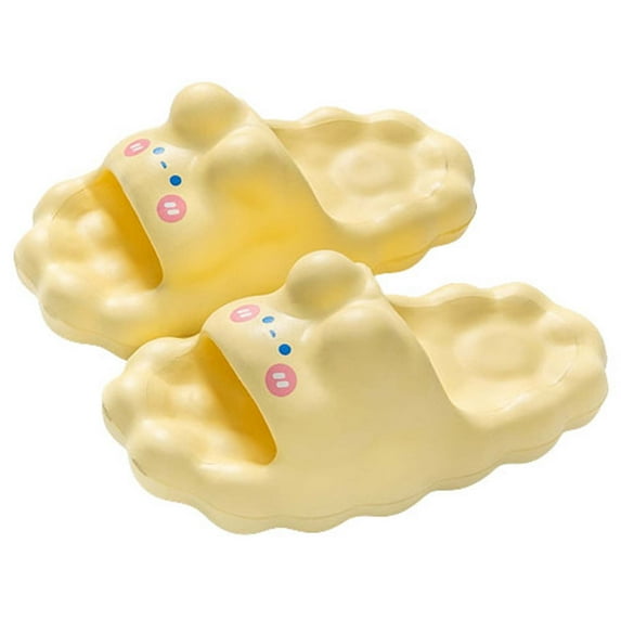 Anuirheih Slip on Sandals Women,Womens Cute Slippers Super Soft Breathable Anti-Slip Bedroom Home Slippers(Yellow)