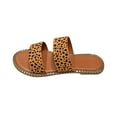 thumbnail image 1 of Anuirheih Slip on Sandals Women,Womens Summer Fashion Flat Slippers Round-toe Leopard Print Casual Slippers(Brown), 1 of 5