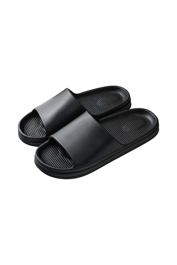 Anuirheih Cloud Pillow Slippers for Women and Men, No-Slip Quick Drying Shower Shoes, Thick Sole Men's Women's Slides, Super Soft Slides Shoes(Black)