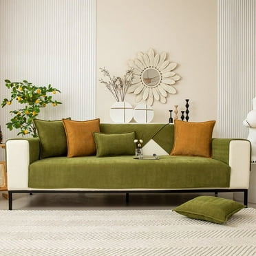 Anuirheih Couch Covers Sofa Slipcovers, for Dogs Cats Pet Chenille Fabric Couch Cover for Living Room Furniture Protector(27.6x27.6inch,Green)