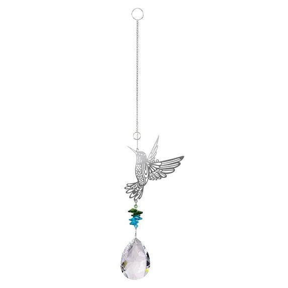 Anuirheih Crystal Hummingbird Hanging Pendant, Sun Catchers Indoor Window Suncatchers for Windows Hanging Outdoor Garden Decoration