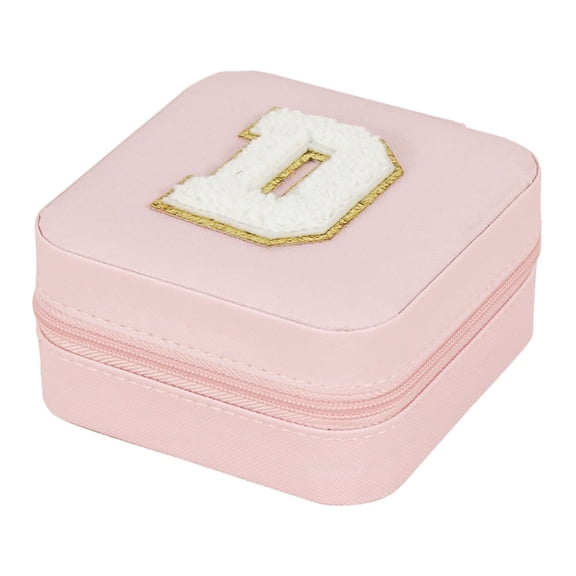 Anuirheih Earring Jewelry Box, 26 Letters Jewelry Organizer Drawer Box Ring Holder Necklace Case, Mothers Day Gifts, Gifts for Women(Light-pink,D)