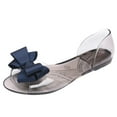 thumbnail image 1 of Anuirheih Flat Jelly Shoes Fashion Fish Mouth Sandal Bowknot Sandals Summer Beach Shoes for Women(Blue）, 1 of 6