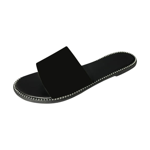 Anuirheih Flatform Sandals for Women, Non-Slip Comfortable Slip on Dress Summer Sandals Beach Shoes Women(Black)