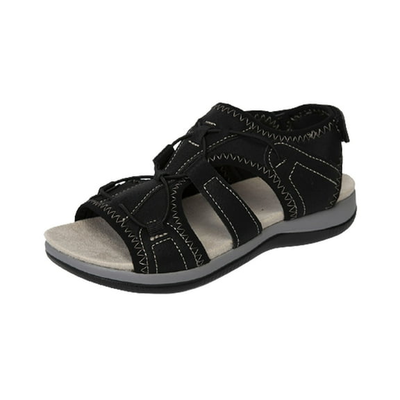 Anuirheih Flatform Sandals for Women, Plush Open Toe Buckle Ankle Strap Wedge Sandals for Women, Comfortable Soft Shoes(Black)