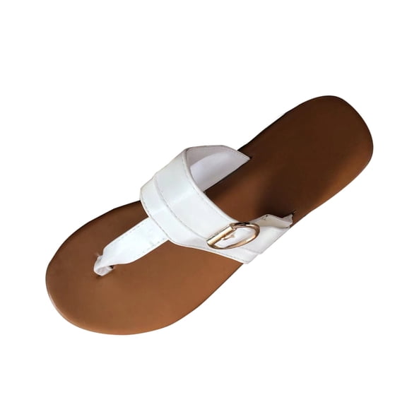 Anuirheih Flatform Sandals for Women, Summer Flip Flops Comfortable Slip on Dress Beach Sandal Rhinestone Lightweight Casual Shoes(White D）